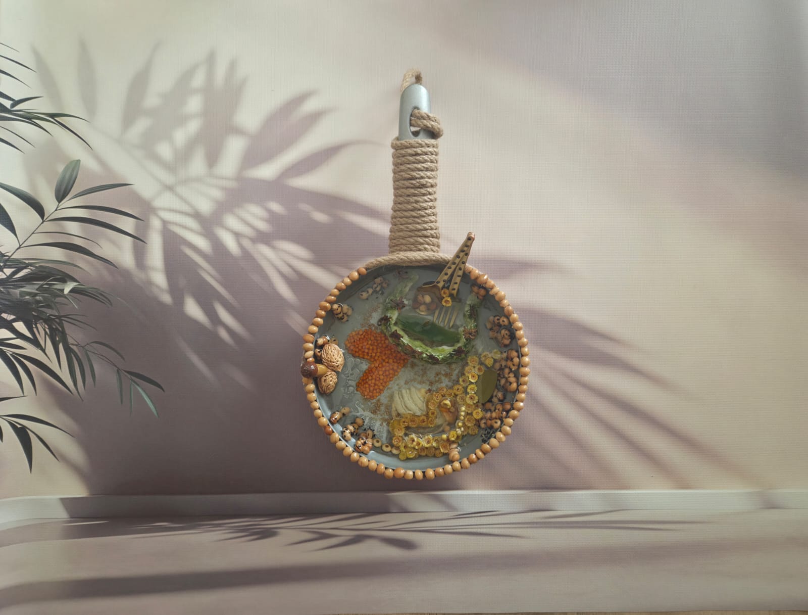 Reçine Sanat Dekoratif Tava - Dikey